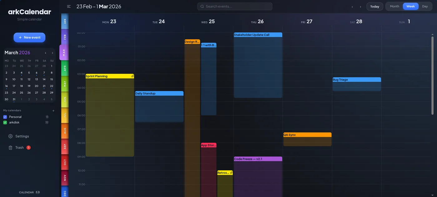 arkCalendar — przegląd