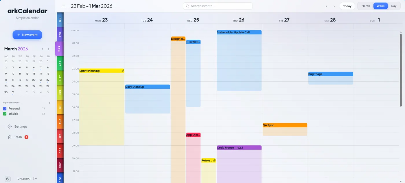 arkCalendar — przegląd